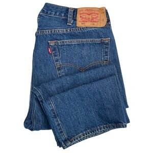 Levi Strauss 501 Jeans Mens 38x29 Blue Straight Fit Button Fly Fits 37x28